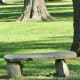 Stone benches in Carolyn H Wolff Park