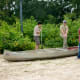 Canoe lessons being taught by Boy Scouts at Creekfest