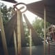 These folks made the mistake of building the bin rings first. They had to get creative to support the roof during construction.