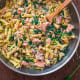 Salmon pasta with spinach