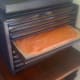 The sheets filled with fruit mixture. My 9 tray machine is just the right size for a large batch like this.