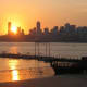 sunset st the beach and low tide