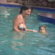 Anna with her grandmother at Estrela Do Mar's Swimming pool. The grandma was teaching her how to swim, She was just 2 year old. She also became friend with my daughter, Shronika.