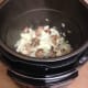 Saute onions, garlic, basil, mushrooms