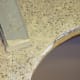 A smaller float also helps with thinner grout lines, as in this case.