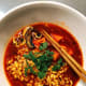 This spicy ramen is delicious! I love the chewy noodles with the spicy broth. I added some tomatoes, and mushroom to the broth.