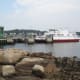 Ferry coming into port Vinalhaven, ME
