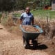 Hawaii County Mayor Billy Kenoi lending a hand in Waimea to help spread wood chips on the volunteer-built Waimea Trails and Greenways project.