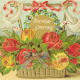 Victorian flower basket with doves clipart