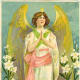Angel with lilies and roses