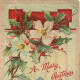 Striped card with pink and white flowers