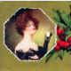 Woman with vintage Christmas holly