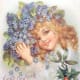 Little girl and violets