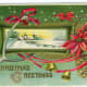 Snow scene with poinsettias