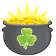 Pot with glowing gold and shamrock clip art