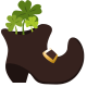 Three green shamrocks in a leprechaun's boot clip art