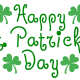 Happy St. Patrick's Day with four shamrocks