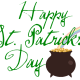Happy St. Patrick's Day clip art with pot of gold