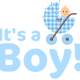 "It's a Boy!"free baby clipart with blue baby carriage