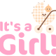"It's a Girl!" free baby clipart with beige baby carriage