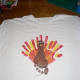 Now finish the turkey's eyes with 2 black cirlces. Add a beak of a yellow circle.