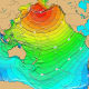 Travel time map of the tsunami