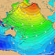 Travel time map for tsunami