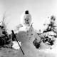 Family photo of a snowman in Wisconsin