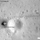 Zoom-in of last photo to show lunar rover (LRV), magnetomer and rover tracks.