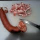 Slicing the "chouriço", bacon ready