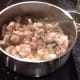 Letting the chicken gizzards colour for a while