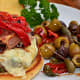 Red Onion Jam, Prosciutto, and Roasted Red Pepper Burger