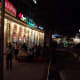 shops lining the inner connaught circle at night