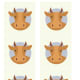 Ox Motifs and Patterns # 3 -- Colorful Ox Faces