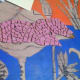 Paste the pink tiles to add detail to the flowers. Add blue to the background for water.