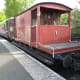 British Railways based the standard goods brake van on the LNER 'Toad D' pattern, taking that a stage further with front and rear hand rails mounted either side on the weighted ends. This is the brake fitted version for express goods - Grosmont, NYMR