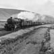 Ex-LMS 4-6-0 Patriot class 'Howe' takes a mixed freight on the Settle & Carlisle Railway through the Pennines