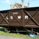 London & South Western Railway (LSWR) van in period 'chocolate' livery, cross-bracing on both ends and doors
