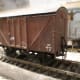 Former LNER post-War plywood sided van - wartime and post-war materials shortages saw plywood being used as a stopgap measure by the railway companies (Parkside kit)