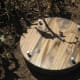 A top view of all four carriage bolts resting in their countersunk holes. It is almost time for the pedestal to be placed on it.