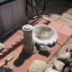 The concrete birdbath could be one you already have or a new one. They are usually two component parts - Top Basin and Bottom Pedestal.