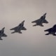 A flight of F-15s over the Washington Mall, June 199.