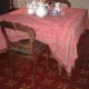 The table and chairs where the little girl is seen