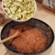 Mix up all of your ingredients in the large bowl, and then add in your apples.