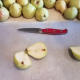 Slice each pear in half.
