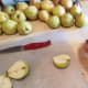 I like to use a melon baller to core each pear.