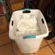 Hamper with clean Pooch Pads. I have another hamper for dirties.