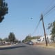 Sneakers hanging from an electrical wire along Beardsley Avenue
