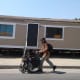 Pushing a friend past through the trailer park
