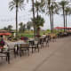This is the outdoor dining area for Trail's End Bar & Grill.